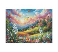 Puzzle De 500 Pièces pour Adultes Champ de Fleurs Forêt Paysage 52×38cm Puzzle d'art Thérapie Idéal pour Santé Mentale Anti-Stress Régulation Émotionnelle Cadeau