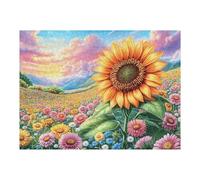 Puzzle De 500 Pièces pour Adultes Champ de tournesols 500 PCS 52×38cm Niveau Intermédiaire Idéal pour Amélioration Compétences Entraînement Pensée Logique