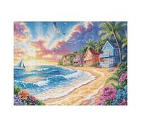 Puzzle De 500 Pièces pour Adultes Chemin de Fleurs côtier 500 PCS 52×38cm Assemblage Facile pour Débutants Idéal pour Enfants Adolescents Améliore La Dextérité Manuelle