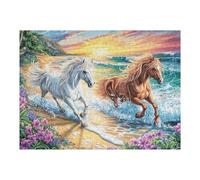 Puzzle De 500 Pièces pour Adultes Cheval Océan Vague 52×38cm Puzzle Anti-Stress pour Employés De Bureau Idéal pour Détente Après Le Travail Hobby Cadeau