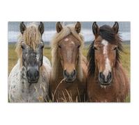 Puzzle de 500 pièces pour adultes - Chevaux, prairie, éléphant blanc mignon - Puzzle unique - Cadeaux animaux - Art floral - 52,8 x 37,9 cm