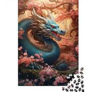Puzzle de 500 pièces pour Adultes - Dragon Japonais et Cerisier - 9 Puzzles en Bois pour Adultes, Jeu éducatif Anti-Stress - 500 pièces (52 x 38 cm)