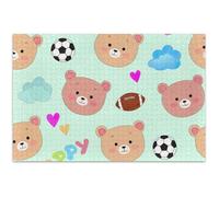 Puzzle de 500 pièces pour adultes, famille, éléphant, cadeau mignon, visages d'ours mignons, puzzle d'art pour adultes, 52,8 x 37,9 cm