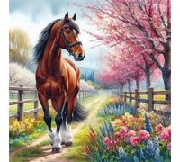 Puzzle de 500 pièces pour Adultes,Fleur de Cheval de Ferme DIY Puzzles Divertissement Créatif,Puzzle Classiques,Cadeaux pour Art Mural(45 x 45 cm)