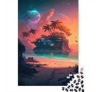 Puzzle de 500 pièces pour Adultes Île de la Mer du Milieu Puzzle en Bois pour Enfants Jeux de société 500 pièces (52 x 38 cm)