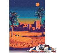 Puzzle de 500 pièces pour Adultes - Illustration d'une scène Nocturne dans Une Oasis du désert - Jeu éducatif (500 pièces, 52 x 38 cm)