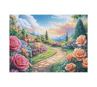 Puzzle De 500 Pièces pour Adultes Jardin de Roses Path 52×38cm Décoration Murale Encadrable Détails HD Clairs sans Poussière Expérience Assemblage Fluide