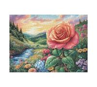 Puzzle De 500 Pièces pour Adultes Jardin de Roses River 52×38cm Assemblage Facile pour Débutants Idéal pour Enfants Adolescents Améliore La Dextérité Manuelle