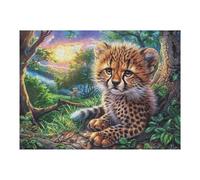 Puzzle De 500 Pièces pour Adultes Léopard Fleur Jungle 52×38cm Décoration Murale Encadrable Détails HD Clairs sans Poussière Expérience Assemblage Fluide