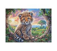 Puzzle De 500 Pièces pour Adultes Léopard Jungle Forêt 52×38cm Art Mural Encadrable pour Bureau Café Présentation Artistique Unique pour Espace Commercial