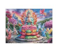 Puzzle De 500 Pièces pour Adultes Lotus Fleur Bouddha 52×38cm Cadeau De Noël pour Enfants Adolescents Adultes Activité Familiale Amusante Temps De Fête