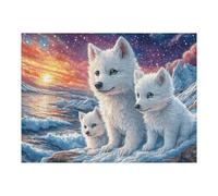 Puzzle De 500 Pièces pour Adultes Loup Blanc Forêt Enneigée 52×38cm Puzzle Hobby Relaxant Idéal pour Loisir Quotidien Réduit Le Stress Améliore L'Humeur Cadeau