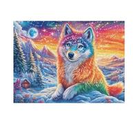 Puzzle De 500 Pièces pour Adultes Loup Coloré Forêt 52×38cm Œuvre d'art Décoration Murale Décoration Personnalisée Unique pour Salon Chambre Cadeau