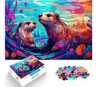 Puzzle de 500 pièces pour Adultes - Loutre colorée - Convient aux Adultes - Puzzle en Bois - Jeu Stimulant - Taille ：38 x 52 cm