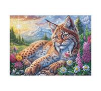 Puzzle De 500 Pièces pour Adultes Lynx Forêt Paysage 52×38cm Assemblage Facile pour Débutants Idéal pour Enfants Adolescents Améliore La Dextérité Manuelle