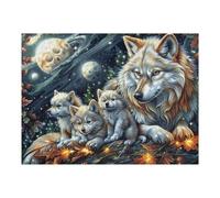 Puzzle De 500 Pièces pour Adultes Meute de Loups Forêt Enneigée 52×38cm Carton Premium Ajustement Parfait sans Déformation Déchirure Utilisation Durablecadeau