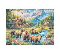 Puzzle De 500 Pièces pour Adultes Migration d’éléphants 500 PCS 52×38cm Cadeau De Thanksgiving Parfait pour Temps en Famille Améliore Concentration Patience