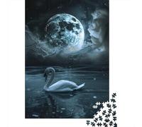Puzzle de 500 pièces pour Adultes, Motif Cygne, Puzzle carré créatif en Bois, décoration intérieure, 500 pièces (52 x 38 cm).