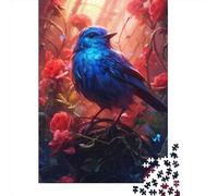 Puzzle de 500 pièces pour Adultes, Motif Petit Oiseau Bleu Mignon, Puzzle en Bois, pour Les Amis et la Famille, 500 pièces (52 x 38 cm)