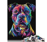 Puzzle de 500 pièces pour Adultes, Motif Pitbull coloré, idéal pour Les Moments en Famille et Les défis mentaux (52 x 38 cm).