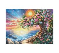 Puzzle De 500 Pièces pour Adultes Océan Coucher de Soleil Arbre de Vie 52×38cm Niveau Difficulté Élevé pour Joueurs Avancés Idéal pour Entraînement Compétences Défiez-Vous
