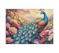 Puzzle De 500 Pièces pour Adultes Paon Jardin de Fleurs 52×38cm Puzzle d'art Thérapie Idéal pour Santé Mentale Anti-Stress Régulation Émotionnelle Cadeau