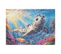 Puzzle De 500 Pièces pour Adultes Phoque dans la Vague 500 PCS 52×38cm Puzzle Hobby Relaxant Idéal pour Loisir Quotidien Réduit Le Stress Améliore L'Humeur Cadeau