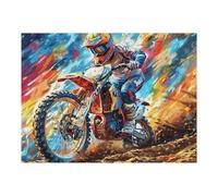 Puzzle De 500 Pièces pour Adultes Pilote de Motocross Galaxie Coucher de Soleil 52×38cm Adapté Aux Débutants Assemblage Fluide Parfait pour Détente Quotidienne Exercice Cérébral