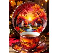 Puzzle de 500 Pièces pour Adultes, Puzzle Adulte 500 Pieces Coloré, Puzzles Difficile Impossible Activité Familiale Parfaite(Paysage Tasse thé d’Automne)
