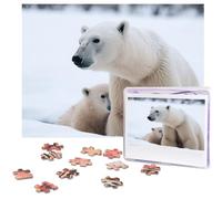 Puzzle de 500 pièces pour adultes - Puzzle stimulant pour nuits de jeu, animal de neige, ours polaire, puzzle en bois personnalisé pour image de famille, taille finie 38,1 x 51,8 cm