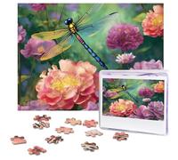 Puzzle de 500 pièces pour adultes - Puzzle stimulant pour nuits de jeu - Casse-tête en bois personnalisé pour la famille, la libellule, le jardin de printemps, casse-tête avec photo de printemps