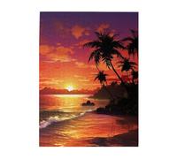 Puzzle de 500 pièces pour adultes - Puzzle stimulant pour nuits de jeu, coucher de soleil tropical, bord de mer - Puzzle en bois personnalisé pour photo de famille - Taille finie : 38,1 x 51,8 cm