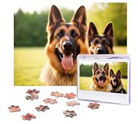 Puzzle de 500 pièces pour adultes - Puzzle stimulant pour nuits de jeu - Puzzle en bois personnalisé pour la famille - Casse-tête heureux de berger allemand - Taille finie : 51,8 x 38,1 cm