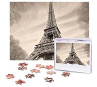 Puzzle de 500 pièces pour adultes - Puzzle stimulant pour nuits de jeu - Puzzle en bois personnalisé pour la famille - Puzzle à motif de tour Eiffel - Taille finie : 51,8 x 38,1 cm