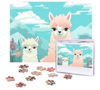 Puzzle de 500 pièces pour adultes - Puzzle stimulant pour soirées de jeu - Joli puzzle en bois d'alpaga personnalisé pour photo de famille - Taille finie : 38,1 x 51,8 cm