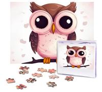 Puzzle de 500 pièces pour adultes - Puzzle stimulant pour soirées de jeu - Puzzle en bois personnalisé pour la famille - Casse-tête mignon en forme de hibou - Taille finie : 51,8 x 38,1 cm