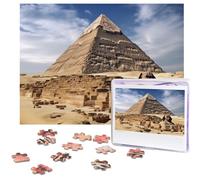 Puzzle de 500 pièces pour adultes - Puzzle stimulant pour soirées de jeu - Puzzle en bois personnalisé pour familles pyramides d'Égypte - Puzzle photo - Taille finie : 51,8 x 38,1 cm