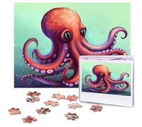 Puzzle de 500 pièces pour adultes - Puzzle stimulant pour soirées de jeu - Puzzle en bois personnalisé pour la famille - Puzzles mignons en forme de pieuvre - Taille finie : 51,8 x 38,1 cm