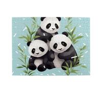 Puzzle de 500 pièces pour adultes - Puzzles stimulants pour soirées de jeu, pandas mignons - Puzzle en bois personnalisé pour photo de famille, taille finie : 51,8 x 38,1 cm