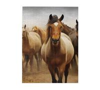 Puzzle de 500 pièces pour adultes - Puzzles stimulants pour soirées de jeu - Puzzle en bois personnalisé pour la famille, de nombreux chevaux, taille finie : 51,8 x 38,1 cm