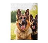 Puzzle de 500 pièces pour adultes - Puzzles stimulants pour soirées de jeu - Puzzle en bois personnalisé pour la famille - Casse-tête de berger allemand heureux - Taille finie : 51,8 x 38,1 cm