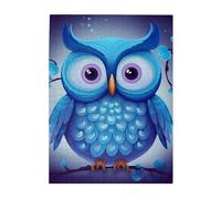 Puzzle de 500 pièces pour adultes - Puzzles stimulants pour soirées de jeu - Puzzle en bois personnalisé pour la famille - Casse-tête en forme de hibou bleu, taille finie : 51,8 x 38,1 cm