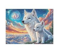 Puzzle De 500 Pièces pour Adultes Renard Blanc Parent et Son Petit 500 PCS 52×38cm Activité Vacances D'Été Idéal pour Voyage Vacances Loisir À La Maison Hobby Relaxant Cadeau