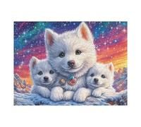 Puzzle De 500 Pièces pour Adultes Renard Blanc Parent et Son Petit 500 PCS 52×38cm Idée Cadeau D'emménagement Décoration Murale Élégante pour Maison Nouvelle Cadeau