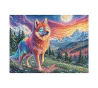 Puzzle De 500 Pièces pour Adultes Renard Montagne 500 PCS 52×38cm Art Mural Encadrable pour Bureau Café Présentation Artistique Unique pour Espace Commercial