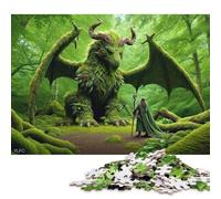 Puzzle de 500 pièces pour Adultes, représentant Un Dragon de Mousse et Un druide. Puzzle en Bois, idéal comme Cadeau de Noël. 500 pièces (52 x 38 cm).