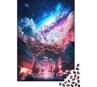 Puzzle de 500 pièces pour Adultes - Thème « Ville et Galaxie des Rêves Nocturnes » - Puzzle en Bois - Décoration intérieure 500 pièces (52 x 38 cm)