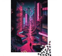 Puzzle de 500 pièces pour Adultes Tokyo Neon, Puzzle carré Japonais en Bois, pièces Uniques, Jeu éducatif et Amusant, 500 pièces (52 x 38 cm)