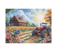 Puzzle De 500 Pièces pour Adultes Tracteur Champ de tournesols 500 PCS 52×38cm Activité Team Building pour Collègues De Bureau Jeu De Groupe Amusant Améliore La Collaboration