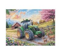 Puzzle De 500 Pièces pour Adultes Tracteur Ferme de Printemps Champ 500 PCS 52×38cm Puzzle d'art Thérapie Idéal pour Santé Mentale Anti-Stress Régulation Émotionnelle Cadeau